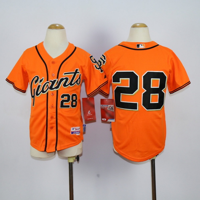 Youth San Francisco Giants #28 Posey Orange MLB Jerseys->->Youth Jersey